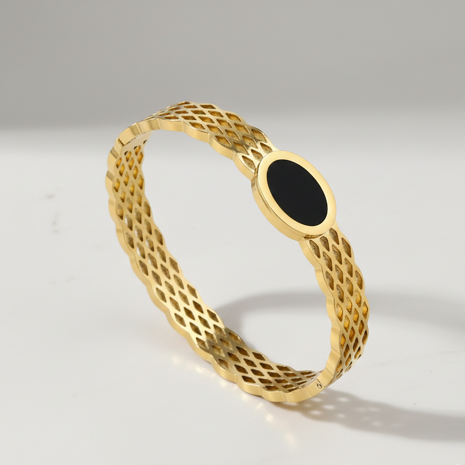 Black Oval Mesh Bangle
