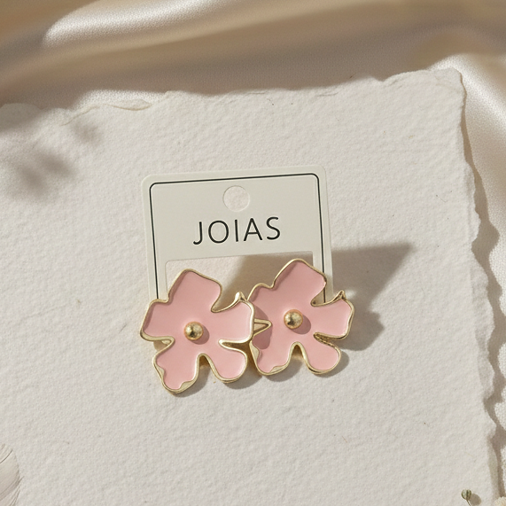 Pink Floral Stud