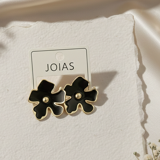 Black Floral Stud