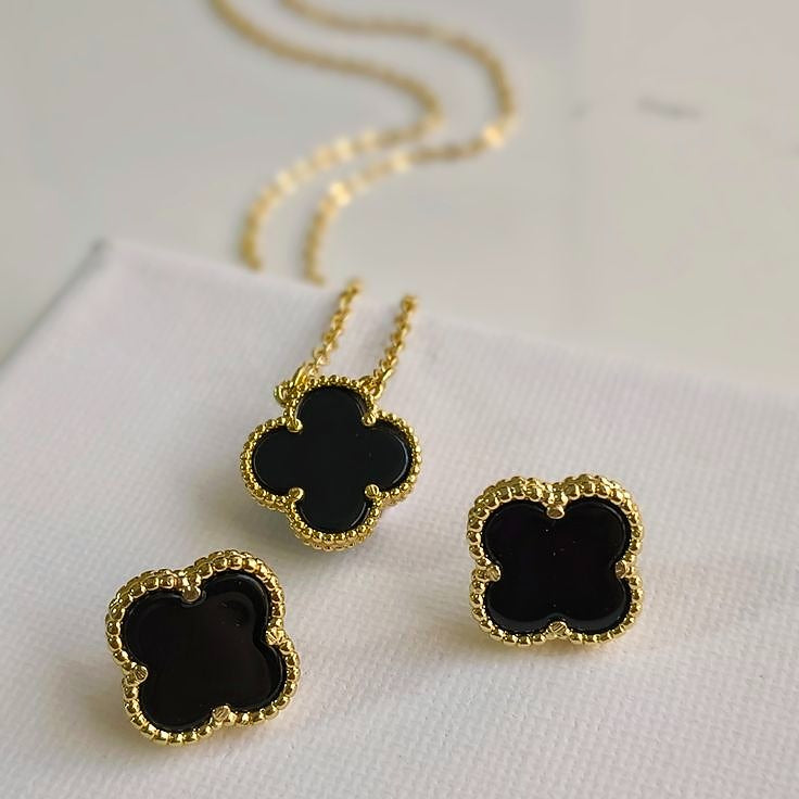 Black Clover Pendent & Stud Duo Set